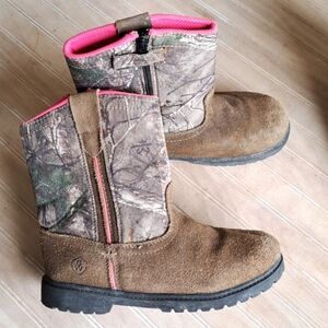 Game Winner Putian Girls Suede Leather Camo Camouflage Brown Boots